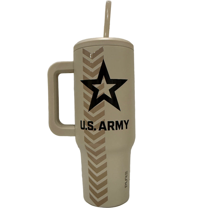 U.S. Army water bottle with star logo on a white background
