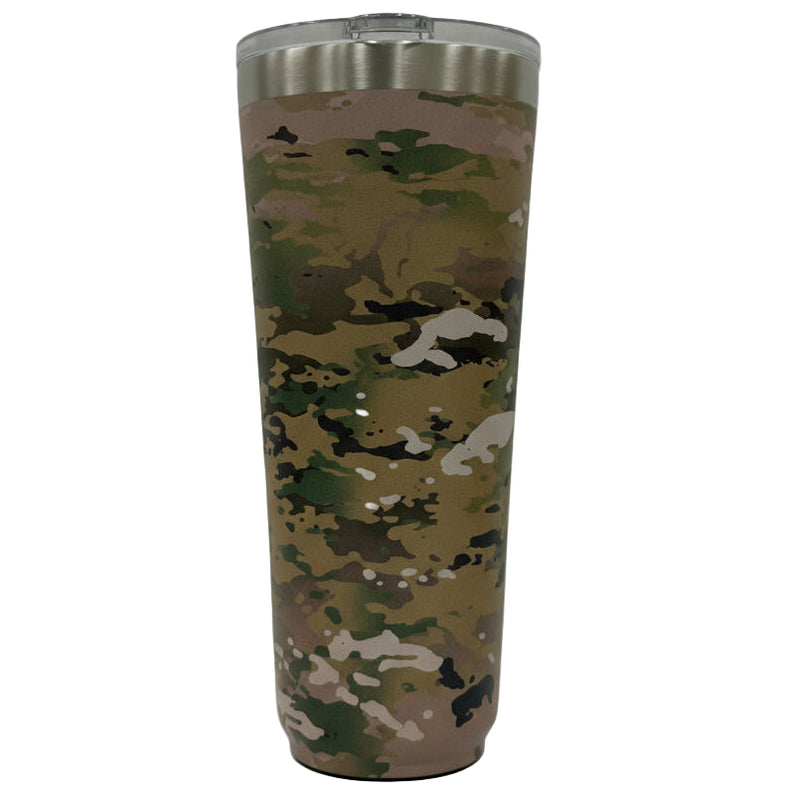 OCP Camo tumbler on a white background
