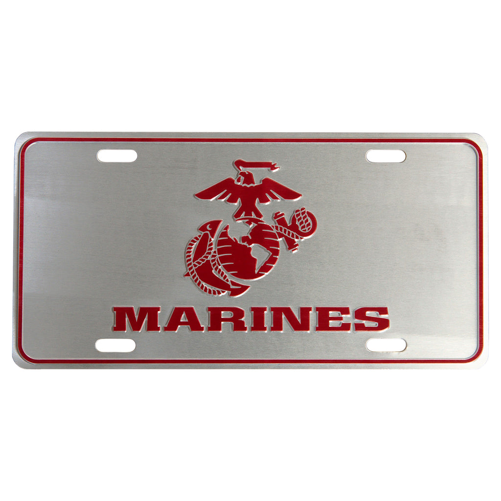 U.S. Marine 12 x 6 (.7mm) Brushed License Plate - UNIFORMED®