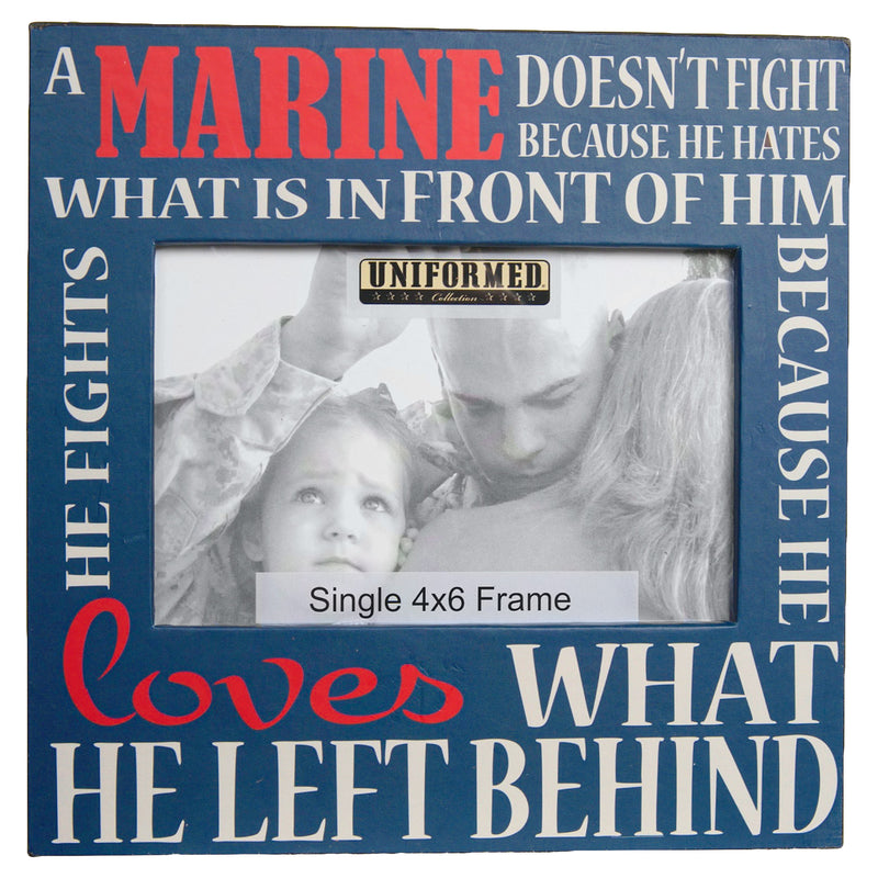 US MARINE SOLID BLUE FRAME WITH ALL OVER PRINT. HOLDS SINGLE 4X6 PHOTO - UNIFORMED®