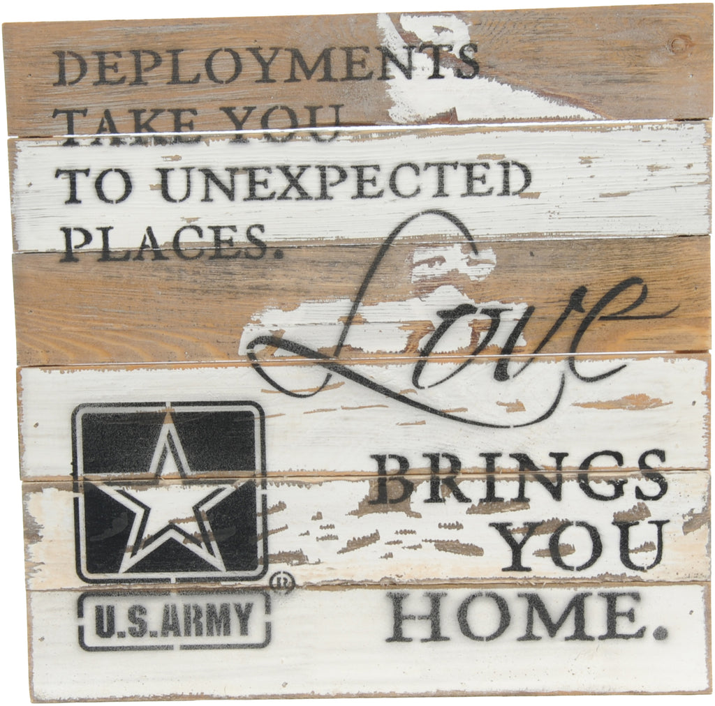 12x12 LOVE BRINGS YOU HOME WOOD SIGN - ARMY - UNIFORMED®