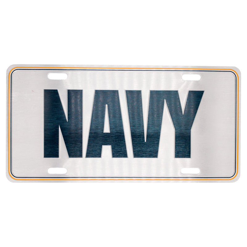 U.S. Navy 12 x 6 (.7mm) Brushed License Plate - UNIFORMED®